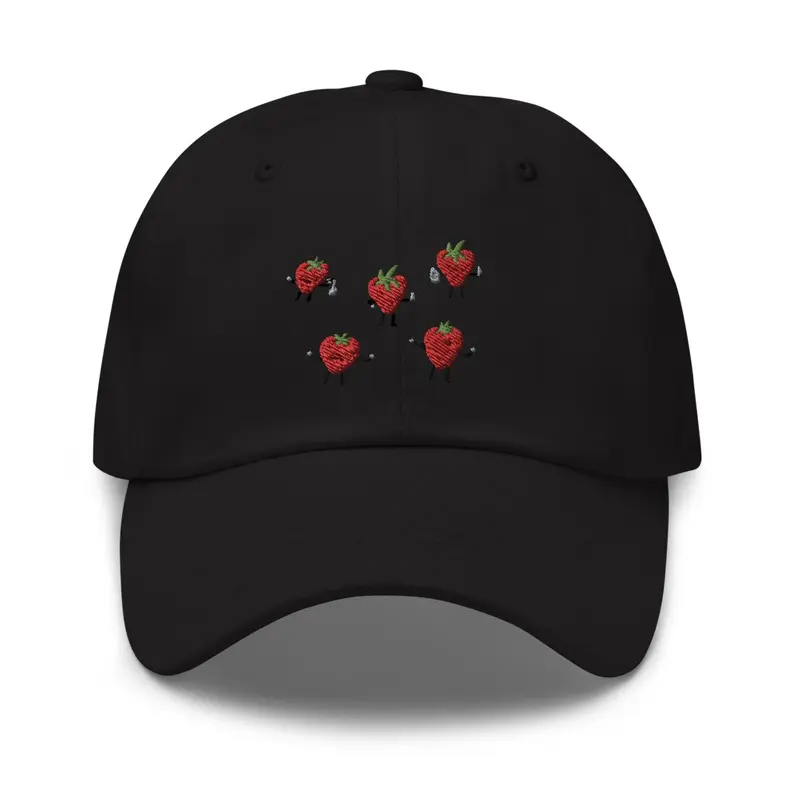angry strawberry cap